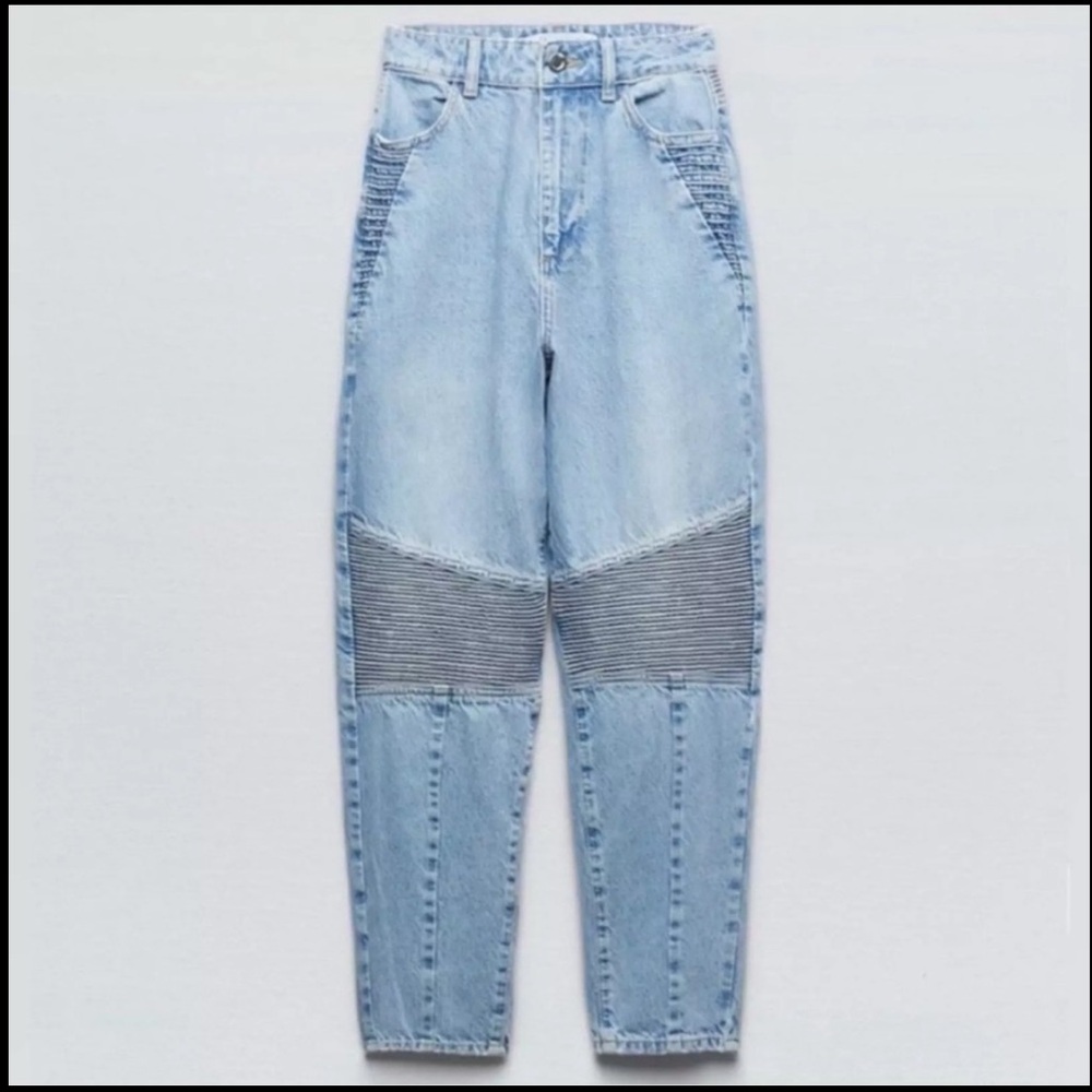 Zara mom fit moto jeans